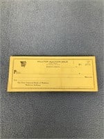 Checks from Hilltop Auction Sale