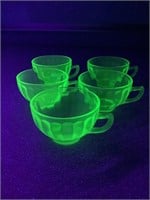 5 Federal Glass Cups   Vaseline