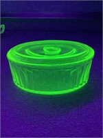 Green Depression Bowl w/ Lid   Vaseline