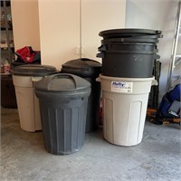 Lot of Outside Trash Cans