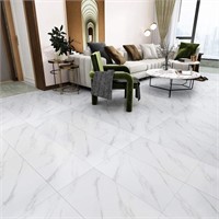 New 12"x24" Peel and Stick Floor Tile White Marble