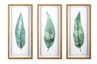 New ($75) 28"x12" Framed Leaves Decorative Wall