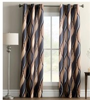 2-Lotte Geometric Semi-Sheer Grommet Curtains