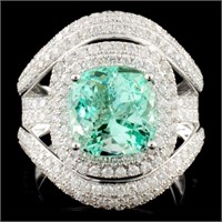 18K Gold 3.87ct Emerald & 2.13ctw Diamond Ring