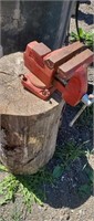 Stump with Bench Vice Mounted to it (back)