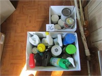 BOX OF PAINT, CLEANING SUPPLIES