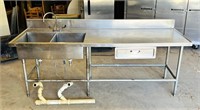 Stainless Steel Double Sink, Table, W/Drawer, Has