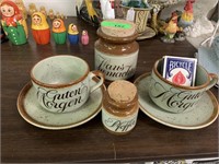 LOT OF STONEWARE CUPS SAUCERS / ETC