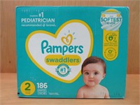 PAMPERES SWADDLERS SZ 2 APPROX. 186 DIAPERS
