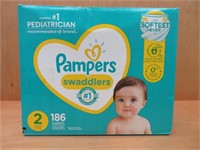 PAMPERS SWADDLERS SZ 2 APPROX. 186 DIAPERS