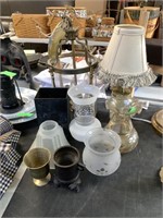 LOT OF MISC SHADES / LAMP ETC