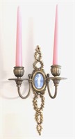 Antique Gilded Bronze  Candle Wall Sconce w/ Cameo