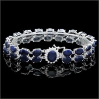 `14k Gold 50.00ct Sapphire & 0.55ct Diamond Bracel