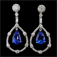 18K Gold 6.53ct Sapphire & 1.79ct Diamond Earrings