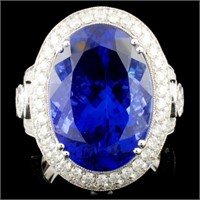 18K Gold 17.41ct Tanzanite & 3.68ctw Diamond Ring