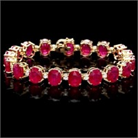 `14k Gold 45.00ct Ruby & 1.00ct Diamond Bracelet