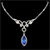 14K Gold 5.20ct Tanzanite & 1.60ctw Diamond Neckla