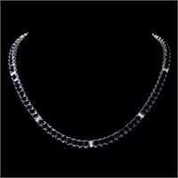 `14k Gold 55.00ct Sapphire & 1.30ct Diamond Neckla