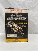 Sunbeam Lan-O-leen sheep dip gallon tin
