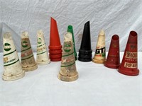 16 assorted plastic oil bottle tops