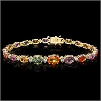 `14k Gold 15.00ct Sapphire & 0.70ct Diamond Bracel