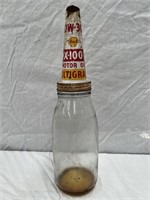 Shell X-100 tin top & genuine quart bottle