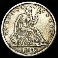 1846-O Tall Date Seated Liberty Half CLOSELY UNC