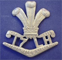 Prince of Wales 17th light horse cap badge