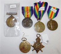 Four various WWI Victory Medals + 2 others