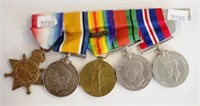 Set of five British WWI & WWII Medals