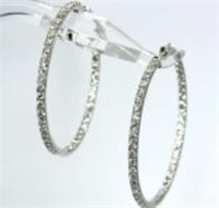 $ 11,200 3.60 Ct Diamond Hoop Earrings 14 Kt