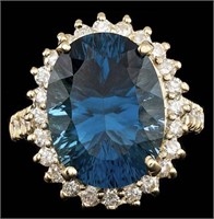 $9320  13.20cts London Blue Topaz & Diamond 14k