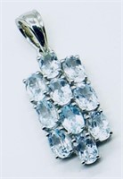 925 Sterling Silver 6.05 cts Blue Topaz Pendant