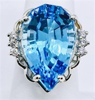 $5820  22.32 cts Swiss Blue Topaz & Diamond 14k