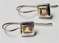 925 Sterling Silver Natural Citrine Earrings