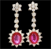 AIGL $ 19,865 6 Ct Ruby 3 Ct Diamond Earrings