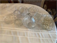 9 glass baskets and trays