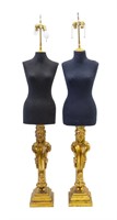Neoclassical Gilded Lady Mannequin Lamps