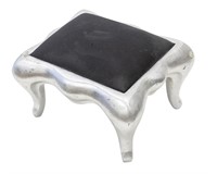 Hollywood Regency Silver Leaf Foot Stool