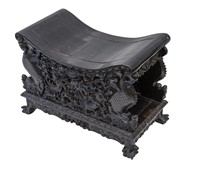 Rare 19th Century Chinese Dragon Curved Bench