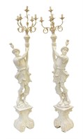 Lacquered Candelabras Figural Floor Lamps