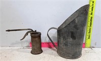 Vintage Jamesway Grain Scoop & Oil Can