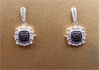 Sterling genuine black diamond earrings