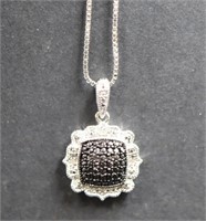 Sterling genuine black diamond necklace