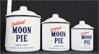 Trio of enamel Moon Pie canisters