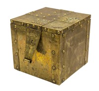 19th Century Brass Studded Strong Box