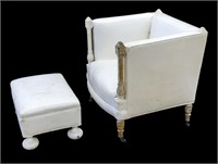 Neoclassical Silver Leaf Lounge Chair