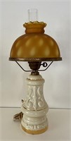 Ceramic Parlor Lamp w/ Amber Shade