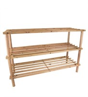 Home Basics Pine Wood 3-Tier Shoe Rack