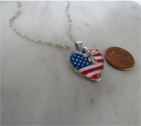 American Flag Cross Heart Pendant Necklaces